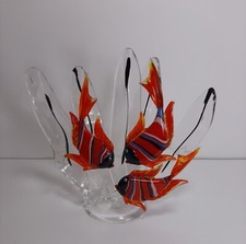 Raro Mare Acquario Scultura Vetro Murano Pesci Venezia Vintage Design cm 19