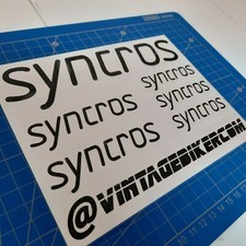 Decalcomanie/Adesivi Vintage SYNCROS Repro Nero/Bianco SPEDIZIONE GRATUITA WWW