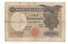 25 LIRE AQUILA LATINA BANCA D’ITALIA DECR  24/01 /1918  R3