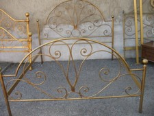 LETTO FERRO A RICCIOLI DORATO - MATRIMONIALE 1950-60 EMILIA - BUONO STATO