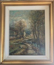 “Paesaggio rurale autunnale” – Olio su tela firmato Pietro Lietti (Monza, 1928)