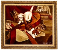 Quadro olio gatti, Henriëtte