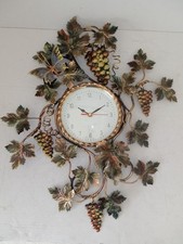 Grande orologio da parete UVA con foglie in FERRO BATTUTO ORO