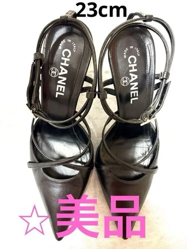 Chanel black leather high heel - chanel,
