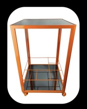 ? Vintage Orange Bar Cocktail Cart Anni 70s carrello Arancione Specchio Fumè
