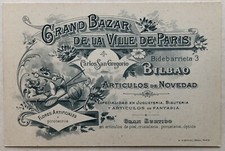 Cartolina Pubblicitaria Grand Bazar De La Ville De Paris giocattoli Bilbao T16