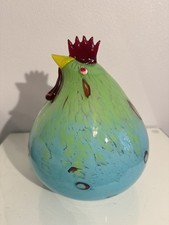 Scultura gallo tondo in vetro