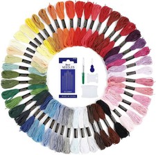 Romon 50 Colori Fili da Ricamo con Accessori
