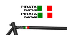 adesivi bici - 2  adesivi Pirata Pantani con bandiera Italiana - Tributo Pantani