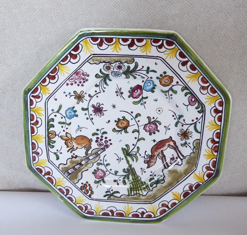 Piatto ottagonale maiolica - piatto, in