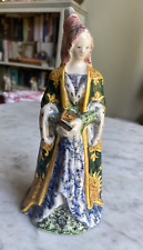 Antica campana da tavolo Angelo Minghetti ceramica italiana Faience di una signora medievale