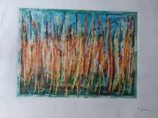 MARIO SCHIFANO 85x65 cm, Campo di grano, acquaforte, con cornice.