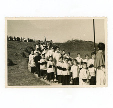 Vecchia Foto Processione Prete Chierichetti Sacerdote Campagna Religione