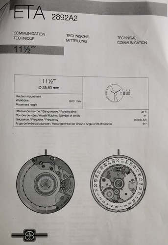 Eta 2892 roue des - eta, 2892-a2-h2