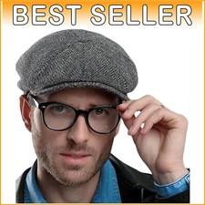 Autentico berretto da newsboy irlandese - berretto piatto a spina di pesce 100% lana per uomo e donna