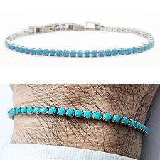 Bracciale tennis da uomo in acciaio braccialetto inox donna turchese per