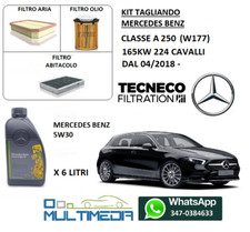 TAGLIANDO FILTRI OLIO ORIGINALE 5W30 MERCEDES CLASSE A (W177) 250 BENZINA 224 CV