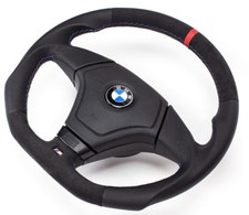 Piatto Alcantara Volante IN Pelle per BMW M3 E46 Con Airbag Sterzo Rosso