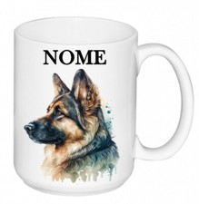 TAZZA LATTE MUG PASTORE TEDESCO + NOME IN CERAMICA + SCATOLA IDEA REGALO UOMO-DN