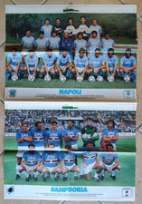 DOPPIO POSTER SQUADRA NAPOLI-SAMPDORIA FORMAZIONE 1988/1989 RETRO CAMPIONATI EST