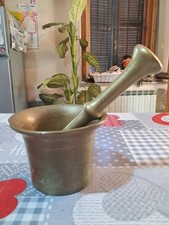 Mortaio Pestello In Ottone D'epoca Ciotola + Pestello Vintage