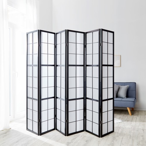 Paravento pezzi legno nero - 6,