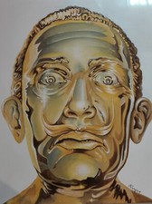 Arte quadro Salvador Dalì iperrealismo olio su tela volto ritratto oro moderno