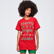 T-shirt girocollo unisex Zumba Holiday - Natale ~ Rosso ~ XS/S M/L XL/XXL ~ Nuova!