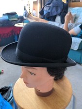 CAPPELLO TRILBY LANA NERO DUNN & CO MADE IN BRITAIN leggero lungo ovale vintage 