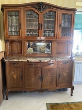 mobile antico sala: credenza di legno stile Maggiolini, con vetrina, inizio 1900