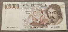 100000 LIRE CARAVAGGIO 1°