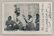 cartolina catania mineo costumi donne al sole viaggiata 1901 formato piccolo