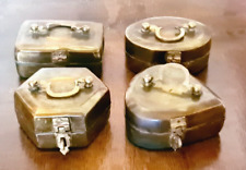 Lotto misto scatola vintage con coperchio incernierato in ottone