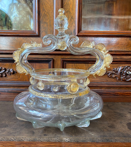 Vaso cestino vetro soffiato - cestino,