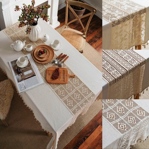 Tovaglia lino nappe maglia - tovaglia,