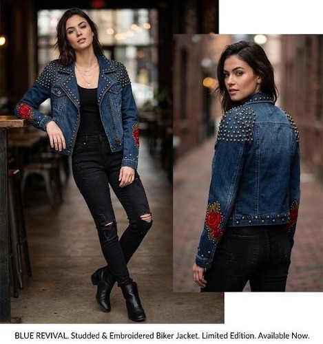 Giacca denim blu revival