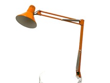 Lampada da tavolo scrivania moderna vintage metà secolo braccio oscillante arancione Italia anni 70