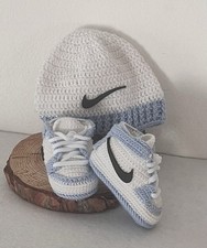 Berretto e scarpine, azzurro, lana baby, 0-3 mesi, uncinetto, nascita, benvenuto