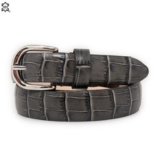 Cintura donna grigia sottile slim per jeans pantaloni stampa cocco coccodrillo