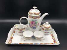 Servizio set TET A TET caffè tè Limoges DEPOS con vassoio fiori rosa oro