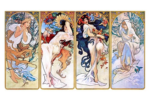 Alphonse mucha four - mucha, seasons'