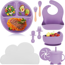 10 Pezzi Set Svezzamento Prima Pappa Silicone Kit Bimba Neonato 6 Mesi Bambini P