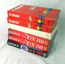 6 Videocassette VHS SONY BASF 180 minuti. Usato