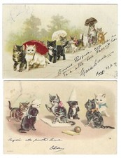 GATTI LOTTO 2 BELLE CARTOLINE VIAGGIATE INIZI '900 FP #1615