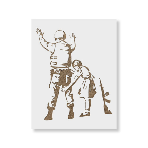 Stencil banksy ragazza con - banksy,