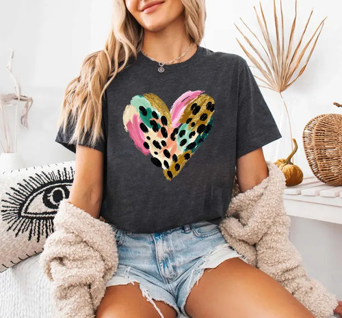 Camicia cuore leopardato