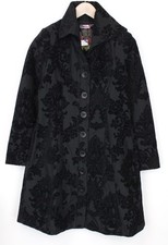 Cappotto donna nero DESIGUAL Dable EU38 jacquard designer lunghezza media fantasia *