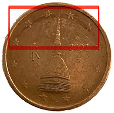 Moneta 2 centesimi euro Italia 2002 rara usata con errori di conio Rif. 019/25