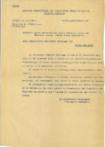 Risposta esito informazioni