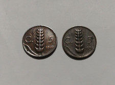 2 MONETE  da 5 CENTESIMI LIRE